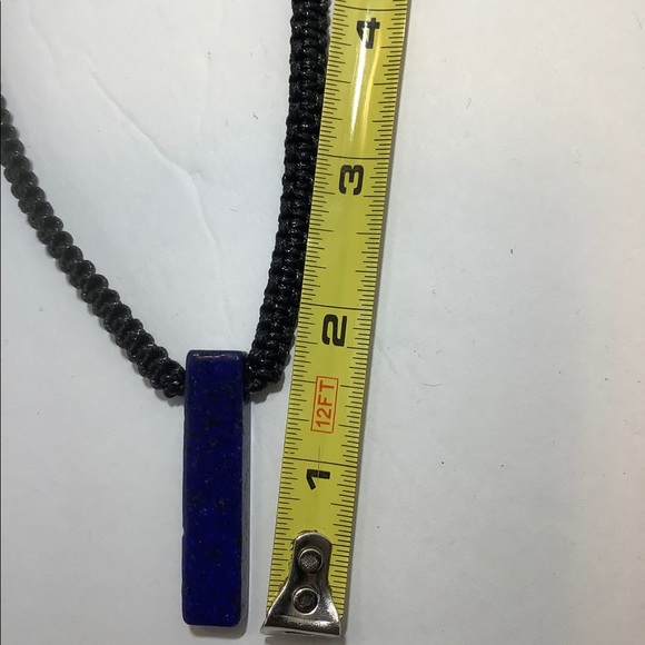 Lapis lazuli choker macrame adjustable black cord crystal necklace handmade - Picture 6 of 7